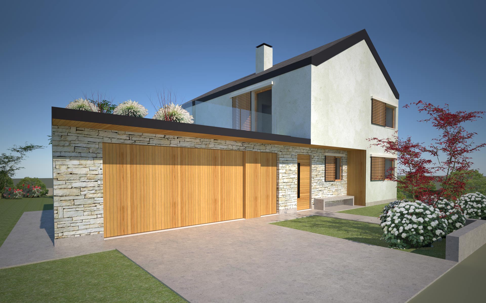 Villa in x lam – progetto per pove del grappa globarch Ville in pietra e legno